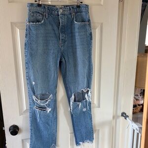 Free People Distressed Blue Jeans